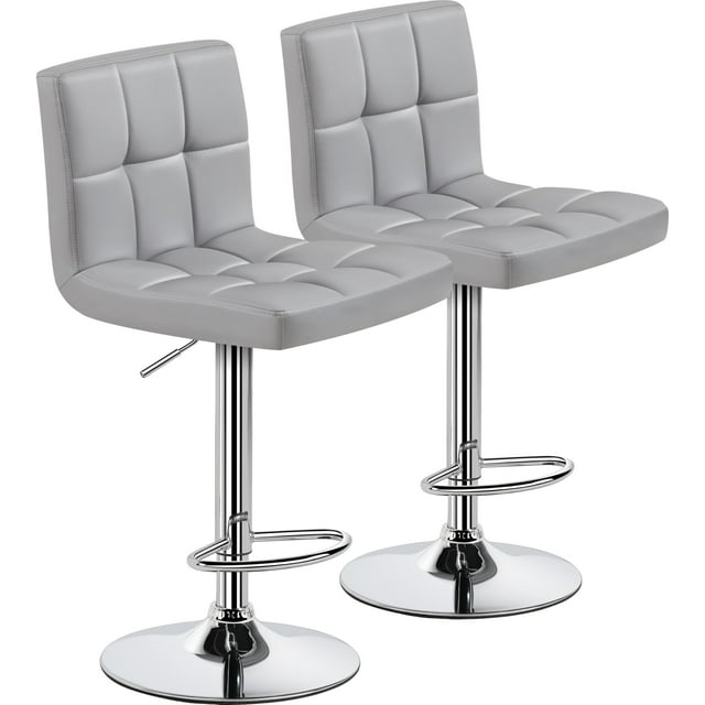 Taburetes de bar Yaheetech, 2 unidades, de piel sintética, ajustables, color gris claro
