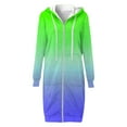 thumbnail image 5 of miqiqism Women's Gradient Long Hoodies Jacket Teen Girls Casual Loose Full Zip Up Open Front Hoodie Sweatshirt Fashion Drawstring Coats Fall Winter Outerwear With Pocket,Green,X-Large, 5 of 5