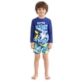 thumbnail image 2 of Boys Swimsuits Size 6-7Y Long Sleeve Swim Tees Trunks Shark Print Sun Swimwear Beach Pool Kids 2 Piece Swimsuit, 2 of 8