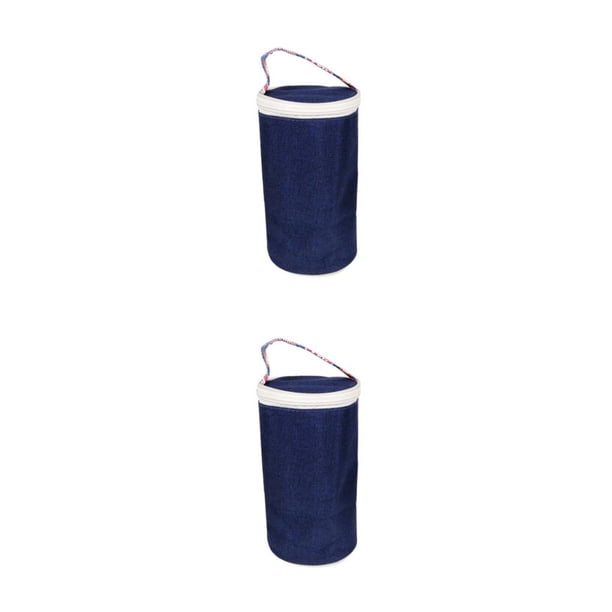 Injueey Fiambrera a prueba de fugas y portátil para aperitivos On-Go Fiambrera aislada Fiambrera térmica Contenedor de cereales Caja de azul 3 bolsa de aislamiento 2piezas