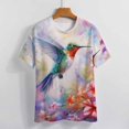 thumbnail image 3 of Flower Hummingbird Women's Short Sleeve T-Shirt Crew Neck Casual Summer Trendy Loose Fit Tops, 3 of 6