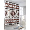 thumbnail image 3 of Red Boho Small Stall Shower Curtain, Waterproof Shower Curtains for Bathroom, Southwestern Ethnic Aztec Retro Geometric Washable Fabric Cloth Bath Curtain for Bathtub with Hooks 36x72 Inches, 3 of 6