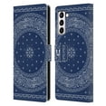 thumbnail image 1 of Head Case Designs Classic Paisley Bandana Round Blue Leather Book Wallet Case Cover Compatible with Samsung Galaxy S21+ 5G, 1 of 6