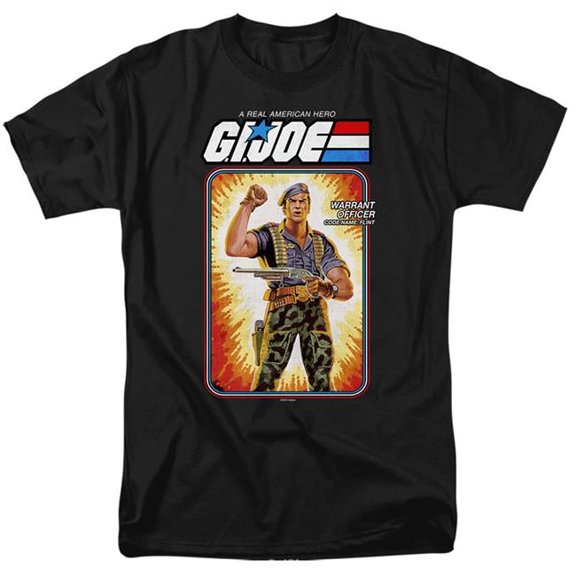 Trevco HBRO917-AT-1 G.I. Joe & Flint Card Short Sleeve Adult 18-1 T-Shirt, Black - Small