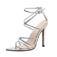 thumbnail image 2 of Zapatos de tacón alto para mujer, zapatos con cordones cruzados de verano, sandalias sexis doradas brillantes a la moda Wmkox8yii hfjk2966, 2 of 9