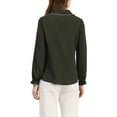 thumbnail image 3 of INSPIRE CHIC Women's Sweet Ruffle Peter Pan Collar Button up Work Shirts XS Army Green, 3 of 9