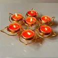 thumbnail image 2 of Seven-Star Plum Blossom Tea Light Candle Holders - Metal Tabletop Candle Stand, Lacquered Finish, Set of 7 Lotus Flower Design Tealight Candle Holders, 2 of 5