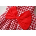 thumbnail image 6 of Glisme Girls Dresses Baby Kids Sleeveless Bow Plaid Print Dress+Hat Set Outfit Red Sundress Size 2-3 Years, 6 of 8