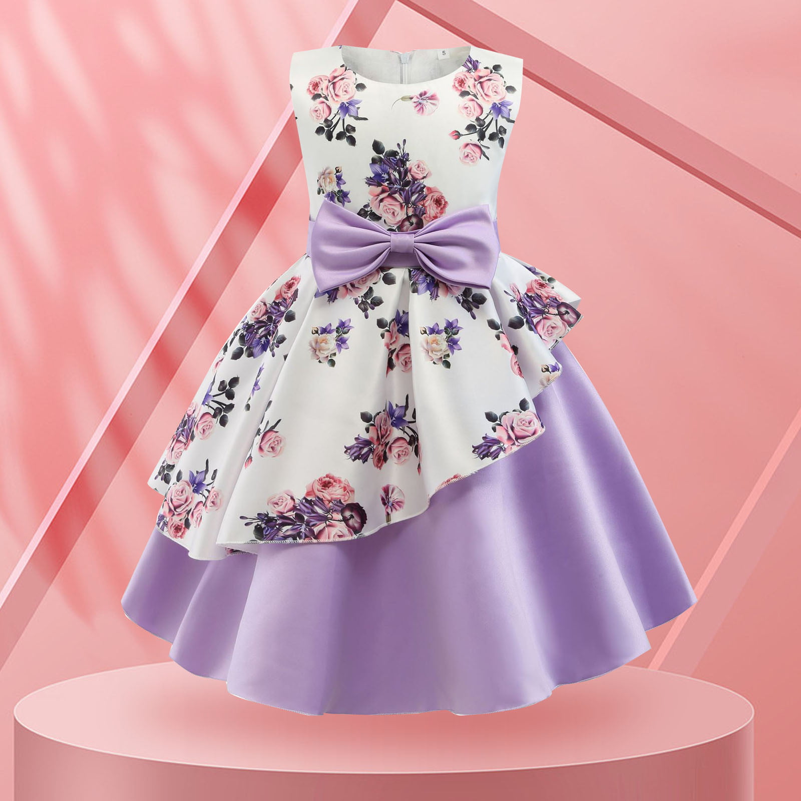 Amazon.com: iCODOD Toddler Girls Dresses Summer Print Show Stage Dress Fly  Sleeve Ruffle Princess Dress Lace (5-Purple, 6-7 Years): Clothing, Shoes &  Jewelry