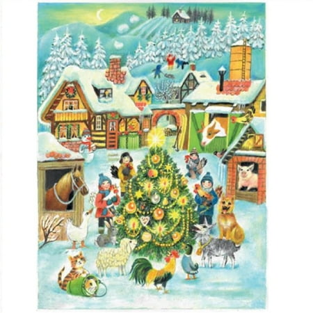 Nativity Scene Advent Calendar - Christmas and the Farm Winter Snow Scene German Advent Calendar Countdown