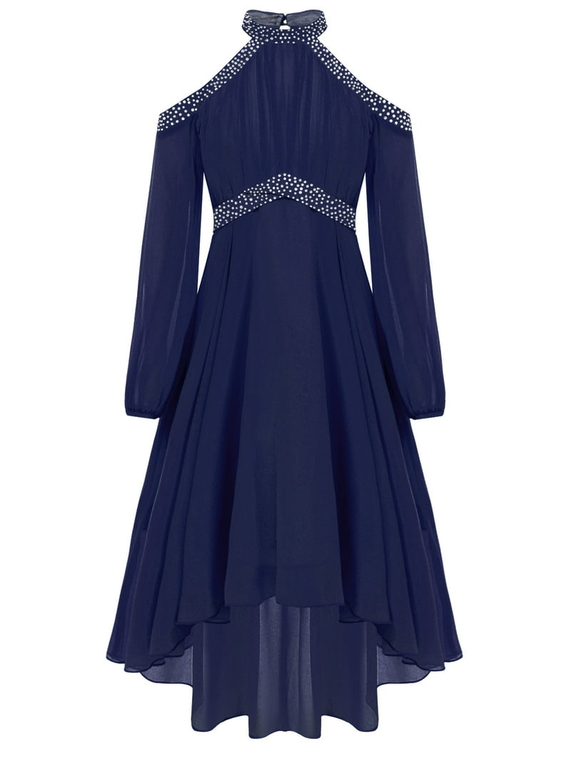 Yartina Girls Off Shoulder Formal Dress Long Sleeve A-Line High Low Hem Flower Girl Wedding Dresses Navy Blue 10 - Walmart.com Yartina Girls Off Shoulder Formal Dress Long Sleeve A-Line High Low Hem Flower Girl Wedding Dresses Navy Blue 10 - Walmart.com