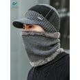 thumbnail image 3 of Deago Unisex Winter Beanie Hat Scarf Set Warm Knit Hat Thick Fleece Lined Billed Beanie with Brim Cap for Men Women (Gray), 3 of 10