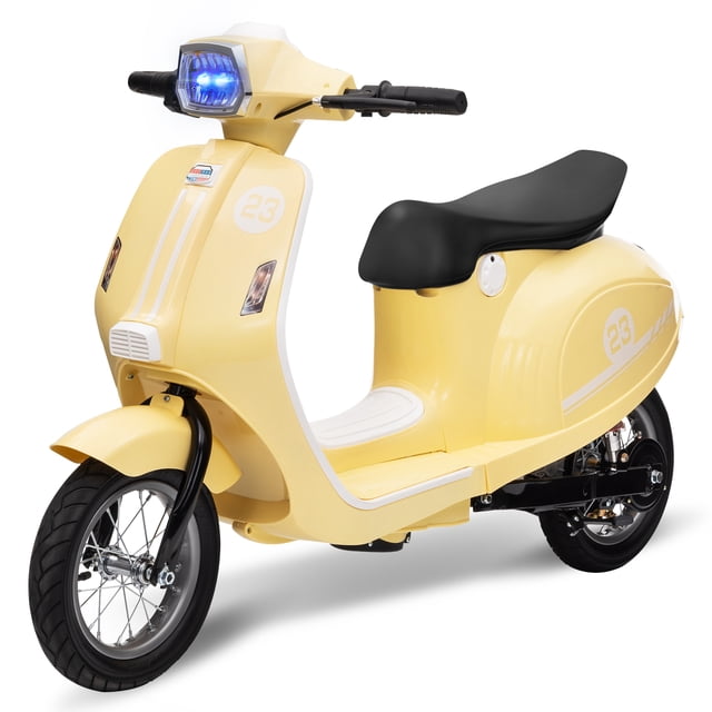 Powerful 24V 350W Kids Electric Ride-On Moped Scooter – Up to 14MPH, Rear Brake, LED Lights, Waterproof, Twist Grip Throttle, 143 lbs Max Load, Ages 8-14, Ideal Electric Motorcycle