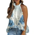 thumbnail image 1 of Gibobby Camisetas sin mangas para mujer, holgadas, plisadas, de verano, sin mangas, con dobladillo curvo S 2XL(Azul,XG), 1 of 5