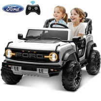 24V 2 Seater Ride on Truck Car, Ford Bronco Raptor Kids Electric Vehicle Car with Parent Remote, Battery Powered Ride on Toy for Boys Girls w/ Rear Wheel Suspension, Bluetooth, White