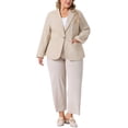 thumbnail image 2 of Blazers de talla grande para mujer Agnes Orinda, chaquetas de traje de oficina de lino con solapa y botones, con bolsillo 1X beige, 2 of 5