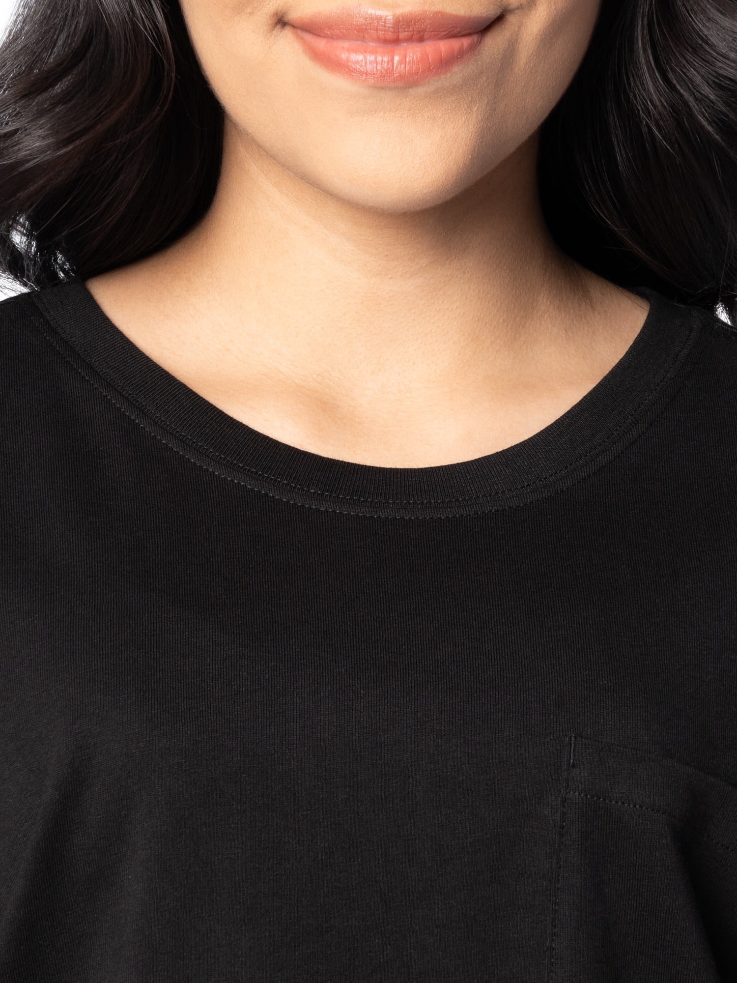 Time and Tru Women's Short Sleeve Boyfriend Pocket T-Shirt, XS-XXXL