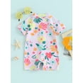 thumbnail image 4 of Bslissey Toddler Baby Girls Rash Guard Swimsuit Jumpsuit Floral Print Short Sleeve Zipper One Piece Swimwear Infant Casual Summer Bathing Suit Beach Wear 3M-3T, 4 of 9