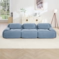 thumbnail image 3 of 3-Seat Sofa Premiumcorduroy Fabric Fabric Modular Multi-Combination Anti-Slip Design No Assembly Curved Armrests Ergonomic Support High-Resilience Sponge for Living Rooms Bedrooms (Blue), 3 of 11
