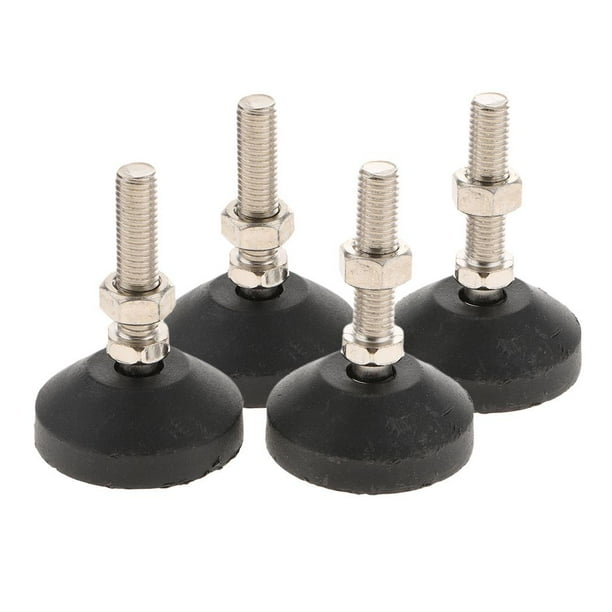 Paquete de 4 Niveladores de Mueble Patas de Nivelación Roscadas Deslizadores para Banco de , Base de Goma con Vástago de material acero Al Ca 60-M12x50mm perfecl Pies de nivelación ajustables