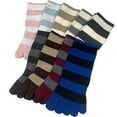 thumbnail image 6 of Couver Soft Cotton White Striped Ankle Toe Socks 1 Pair, Small, Baby Blue / White, 6 of 10