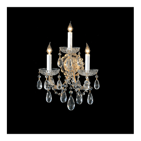 

Wall Sconces 3 Light With Gold Clear Spectra Crystal Glass Candelabra 14 inch 180 Watts - World of Lighting
