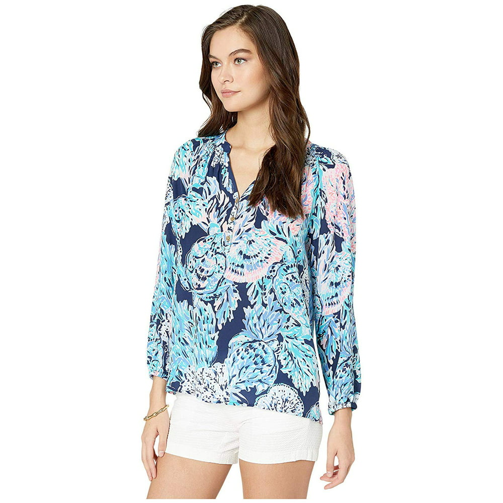 Lilly Pulitzer Elsa Top High Tide Navy Party in Paradise - Walmart.com ...