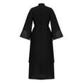 thumbnail image 5 of Babysbule Dresses For Women Ladies Loose Solid Color Plus Size Long Sleeve Cardigan V-neck Dress, 5 of 7