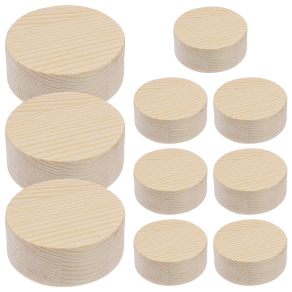 FRCOLOR 10PCS Round Wood Discs for Crafts Natural Beige DIY Hand Painting Decorations for Holiday Projects