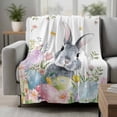 thumbnail image 2 of Easter Blanket Soft Cozy Warm Throw Blanket for Couch, Plush Fuzzy Flannel Fleece Blankets for Sofa, Spring Rustic Botanical Floral Rabbit Eggs Leaves Bed Blankets Lightweight Gifts for Men, 40"x60", 2 of 9