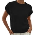 thumbnail image 3 of AnuYalue Womens Short Sleeve Sweater Trendy Floral Pullover Sweaters Summer Casual Crewneck Lightweight Knit Tops, 3 of 9