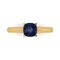 thumbnail image 2 of 1.0ct cushion cut blue sapphire 14k yellow gold Bridal Wedding Engagement Promise Anniversary Ring for Women size 10.25, 2 of 7
