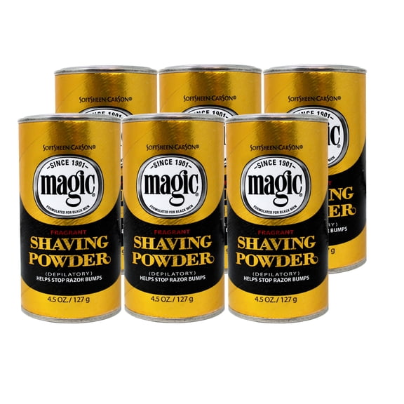 SoftSheen-Carson Magic Shave Razorless Shaving Men's Shaving Powder Fragrant, 4.5 oz, 6 Count