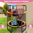 thumbnail image 5 of Mini Round Trampoline for Kids with Basketball Hoop, SEGMART 55'' Indoor Outdoor Toddler Trampoline with Enclosure Net, Swing, Sandbag, Ring, Ocean Balls, Small Trampoline Gift for Boys Girls, Pink, 5 of 11