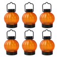thumbnail image 1 of Linterna de calabaza de Halloween, paquete de 6 luces LED de calabaza sin llama que funcionan con pilas, decoración para fiestas de Halloween, regalo de 4,6 x 4,6 x 7,5 cm, color naranja, 1 of 5
