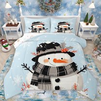 Castle Fairy Kids Children Cartoon Snowman 3 Pieces Queen Comforter Set,Merry Christmas Ultra Soft Bedding Sets,Xmas Winter Snowflake Bedding Comforter Set Breathable,Breathable Home Decor