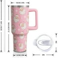 thumbnail image 2 of 40oz Stainless Steel Tumbler with Handle & Straw - Insulated Double-Wall Cup for Hot & Cold Drinks, Pastel Christmas Santa Claus Design, Cute Holiday Gift for Women, Girls (1-Pack), 2 of 6