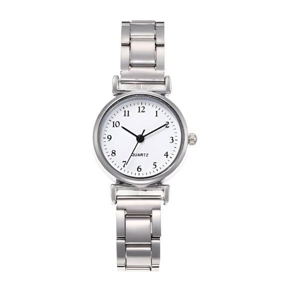 DESIGNICE Women Strap Quartz Watches Wrist Strap Round Watch Easy Read Number Dial Classical Office Ladies Fashion Adjustable Stainless Steel Silverwhite