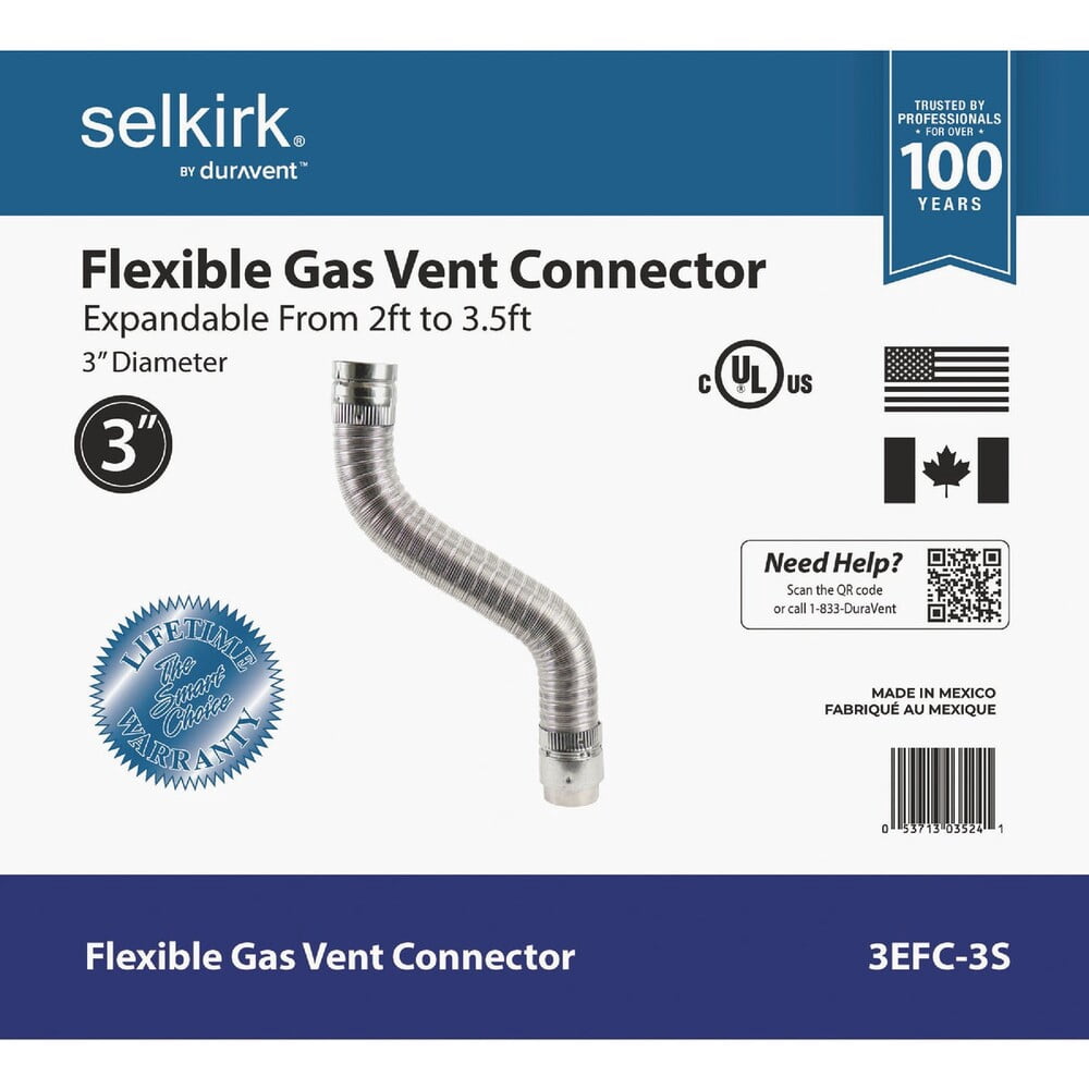 Selkirk 3 in. D X 42 in. L Aluminum/Galvanized Steel Gas Vent Connector
