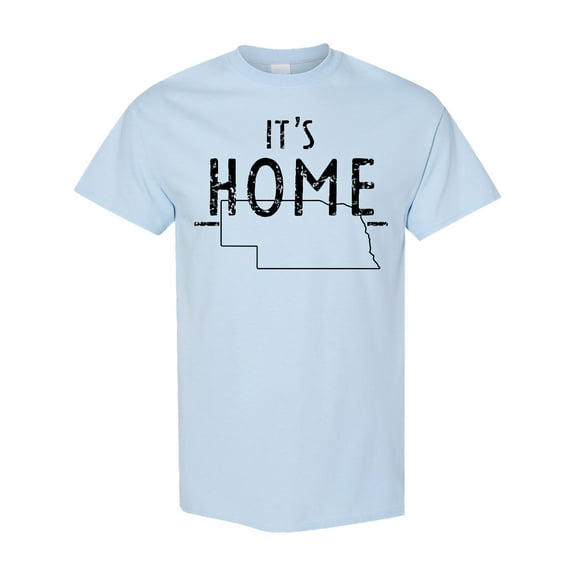 Inktastic It's Home State of Nebraska Outline Distressed Text T-Shirt