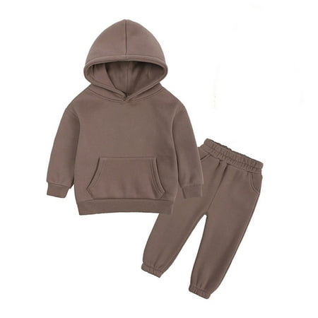 

Little Kids Babys Girls And Boys Spring Winter Solid Warm Thick Long Sleeve Pants Hooded Hoodie Sweatshirt Outfit Set 2 Piece Sizes 10-11 Years