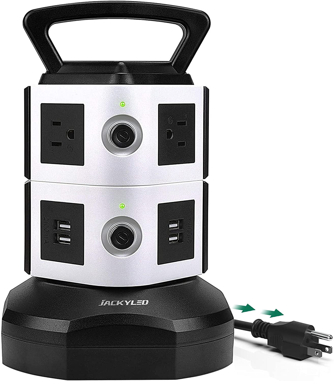 JACKYLED Power Strip Tower Surge Protector 6.5ft Retractable Extension
