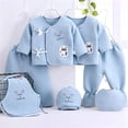 thumbnail image 2 of KPOPLK Newborn 7 Piece Layette Gift Set for Baby Girl Boy Organic Cotton Outfit Clothing in Box for Infant(0-3 Months,Sky Blue), 2 of 5