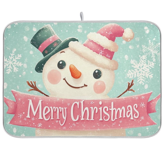 BZSMCE Dish Drying Mat Cute Snowman Design Drying Mats