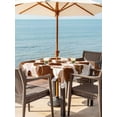 thumbnail image 2 of Outdoor Tablecloth with Umbrella Hole and Zipper, Brown Geometric Moroccan Square Table Cloth 60x60 Inch Waterproof Tablecloth, Abstract Art Coffee Ombre Modern Picnic Table Cover for Patio Camping, 2 of 7