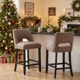 thumbnail image 3 of VKNOW Mid-Century Counter Height Bar Stools Set of 2 Upholstered Kitchen Bar Stools with Wood Legs and Ergonomic Backrest for Kitchen Island Dining Room Home Bar,Brown, 3 of 9