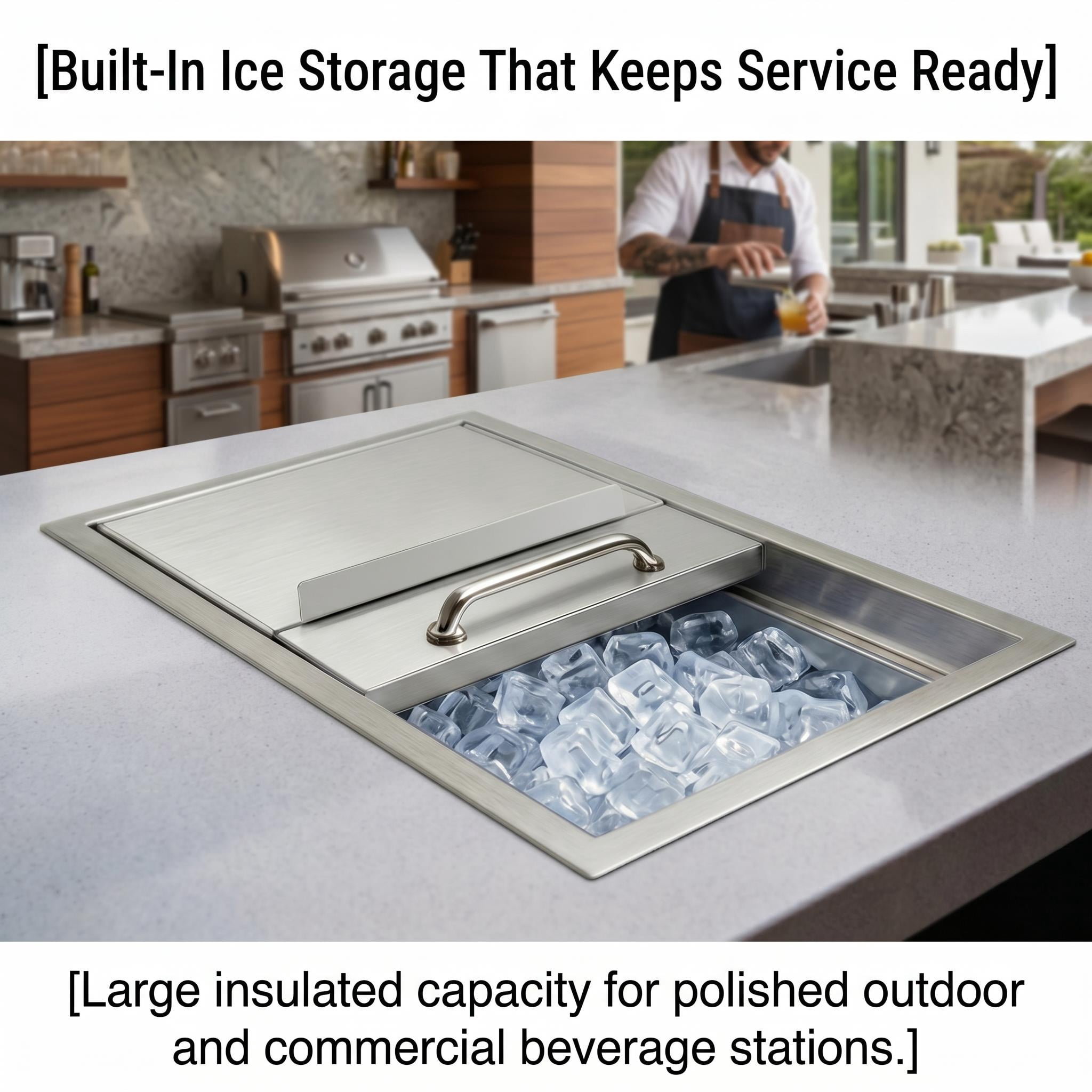 Built-in Beverage Tub, Outdoor Kitchen Ice Cooler, Insulated Ice Chest, 52l Stainless Steel With Drain 18in×12in×15in for Patio Bar, Backyard BBQ