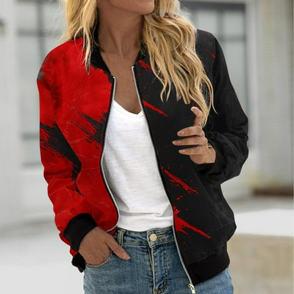 WXLWZYWL Womens Halloween Bomber Jacket Funny Spooky Ladies Coat Ghost Floral Graphic Cardigan Zip Up Long Sleeve Dressy Tops Moto Biker Windbreaker
