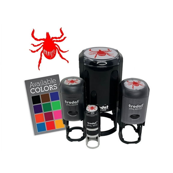 Deer Tick Bug Parasite Arachnid Self-Inking Rubber Stamp Ink Stamper for Stamping Crafting Planners - 1/2 Inch Mini - Green Ink