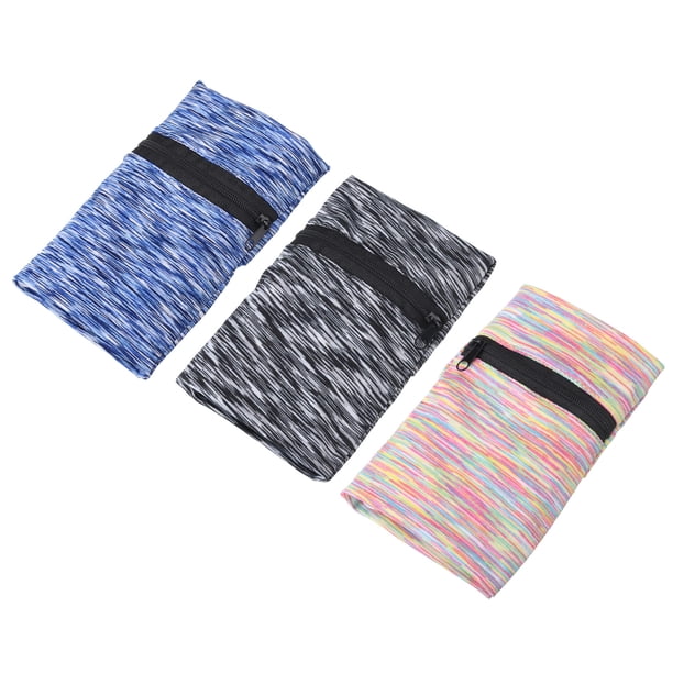 Uxcell 6"x 4" Bolsa de muñeca Billetera de muñeca deportiva con bolsillo con cremallera Color Azul Gris Oscuro Colorido 3Pcs